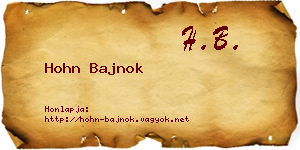 Hohn Bajnok névjegykártya